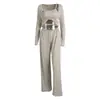 Conjunto de Pijama de Tres Piezas de Manga Larga y Pantalón Largo de Lencería Transfronteriza Europeo y Americano Otoño 2025 Nuevo Pijama Elástico Ropa de Casa de Comercio Exterior