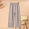 Pantalones de Pierna Ancha Cálidos de Otoño/Invierno Elegantes y Rejuvenecedores para Madres de Mediana Edad y Mayores, Cintura Alta, Adelgazantes, Holgados, Tallas Grandes, Casual, Versátiles