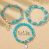 Pulsera de Cristal Colorida Estilo Resort Bohemio para Mujer Diseño de Nicho Ins Corazón Trébol de Cuatro Hojas Pulsera de Perlas