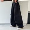 Calça Casual para Meninas Outono 2025 Nova Moda Elegante para Meninas Calça Cargo com Bolso Grande de Aba Calça de Perna Larga Calça para Crianças de Tamanho Médio e Grande
