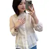 Camisa Elegante y de Moda con Encaje Bordado, Estilo Falso Dos Piezas para Mujer, Nueva Versátil Elegante de Verano 2025, Top Empalmado que Reduce la Edad