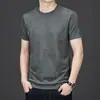 Nueva Camiseta de Punto de Seda Helada Europea de Verano para Hombre, Camiseta Base Fina de Manga Corta Ajustada para Hombre Joven