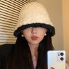 Gorro de pescador suave y encerado para mujer, de invierno, estilo coreano, combinable con todo, para ducharse en la cara, pequeño, estilo japonés, de lana de cabeza grande.