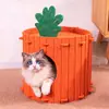 Casa para Gatos de Fieltro con Forma de Zanahoria Semicerrada Resistente a los Arañazos Cálida Cama Nido para Gatos de Interior