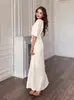 Vestido Francés de Verano 2025 Europeo y Americano, Nuevo Diseño Estilo Hada, Vestido Largo Francés Adelgazante y Elegante