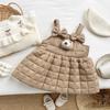 Vestido para niñas, otoño e invierno 2024, nuevo estilo, vestido de princesa de moda para niños, vestido de tirantes con forro polar de algodón para bebés.
