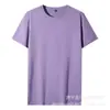 Camiseta de Algodón Peinado 180g Cuello Redondo Color Sólido Casual Unisex Versátil de Manga Corta con Logo Estampado