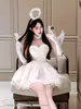 Disfraz de Halloween para Adultos Vestido con Alas de Ángel Blancas y Negras Sexy Bruja Demonio Cosplay Atuendo de Performance