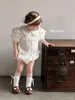 Ropa para Niñas Jenny, Ropa de Verano, Mono Elegante Estilo Coreano con Mangas Abullonadas, Cuello de Muñeca Lindo, Body con Cuello Solapa