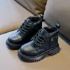 Botas Martin estilo británico para niños, nuevo modelo de invierno, botines cálidos con forro de polar para niños, botas de cuero antideslizantes para niñas, botines para bebé