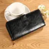 Bolso con Múltiples Ranuras para Tarjetas, Cartera para Mujer, Cartera Larga con Cremallera de Cuero Aceitado y Encerado, Bolso para Mujer, Bolso para Teléfono Móvil de Mujer