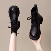 Botas Martin de suela gruesa para mujer, botas cálidas de una sola capa 2026 Nuevo estilo Otoño/Invierno Estilo Británico Botines Botas de algodón Artículo popular Botines con felpa