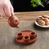 Mini Bule de Areia Roxa Pequeno Bule de Ponta do Dedo Animal de Chá Fumaça Bebida de Chá Enfeites Conjunto de Chá Kung Fu Infantil Bandeja de Chá Xícara de Chá terno