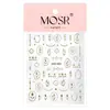 Pegatinas para Uñas con Flores de Tulipán, Perlas en Relieve, Diamantes de Cristal, Tulipanes Tridimensionales Chapados en Oro y Pegatinas para Uñas con Borde Metálico