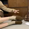Zapatos planos retro de punta redonda 2026, colección de otoño Maillard, zapatos de cuero versátiles, mocasines simples de suela plana con tacón oculto, estilo para mujer