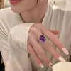 Anillo de estilo de lujo ligero con cabujón de piedra preciosa, personalidad exagerada, para mujer, exquisito y versátil, anillo abierto de hip-hop, anillo de dedo índice de moda para moda transfronteriza