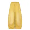 Calça Jogger Masculina Tendência Streetwear Bordado de Estrela Design Plissado Perna Larga Cordão