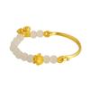 Pulsera media de Loto de Jade Dorado para mujer, joyería de temperamento, pulsera de Loto, accesorios de oro de imitación, gema sintética, suministro para combinar con todo