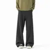 Calça larga personalizada/de alta qualidade, cor sólida, modelagem solta, estilo de perna reta, novo estilo americano, comprimento até o chão, calça casual de perna curva, cinza escuro