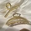 Pinza de Diamante de Garra de Perlas de Doble Fila Sentido de Alto Nivel Parte Posterior de la Cabeza Ins Corea del Sur Pinza Pasador Pinza de Tiburón Accesorios Elegantes para el Cabello