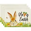 2026 Venta Caliente Transfronteriza Mantel de Pascua Tela Lino Estampado Huevo de Pascua Conejo Mantel Individual Mesa Mantel Individual Aislante