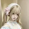 Exquisita Diadema de Lazo de Nicho Juvenil Pequeño Pastel Foto Lolita Diadema Diadema con Adorno de Encaje Accesorios para el Cabello
