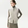 Esencial para capas~Chaleco de cachemira sin mangas chaqueta de algodón a cuadros cuello alto con bolsillos y cremallera cárdigan de punto chaleco prenda exterior