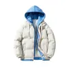 Inverno novo roupas acolchoadas de algodão masculinas e femininas moda adolescente tendência casaco com capuz falso duas peças casais jaqueta acolchoada de algodão quente