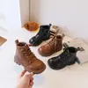 Botas de exterior antideslizantes para niños y niñas, estilo británico, botines de otoño e invierno, botines Martin para niños, botas de cuero