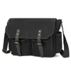 Bolso Cruzado de Comercio Exterior para Hombre, Maletín de Hombro de Negocios, Bolso Cruzado para Portátil de Viaje, Lona con Cuero de Caballo Loco