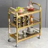 Carrito de Comedor de Acero Inoxidable de Tres Capas Engrosado Hotel Restaurante Carrito de Empuje para Entrega de Comida Recolección de Platos En Stock