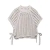 Deeabae Verão Novo Casual Feminino Gola Redonda Manga Curta Barra Lateral Tricô Grosso Top Feminino 2142116