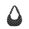 Bolsa de Ombro Estilo Francês Personalidade Bonita Feminina 2024 Novo Estilo Bolsa de Ombro Elegante Bolsa Transversal Jeans Bolsa Bagel Bolsa Feminina