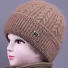 Gorro de Lana Cálido de Invierno con Felpa para Madres de Mediana Edad y Mayores, Gorro de Punto para Señoras Mayores con Protección Auditiva para el Frío al Aire Libre