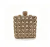 Bolsa de strass formato caixa quadrada bolsa de noite metal incrustada com diamante bolsa de noite de comércio exterior bolsa clutch