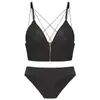Lencería Estilo Francés para Mujer con Superficie Brillante, Tirantes Finos, Cierre Frontal, Hermoso Diseño de Espalda, Conjunto de Camisola y Sujetador con Copas Triangulares y Sujetador sin Varillas
