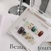 Jianjian Manicure Puramente Feita à Mão Pintada à Mão Beliscada Nicho Olho de Gato Esfumada Removível Adesivo de Unha Vestível Produto Acabado Atacado