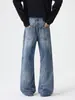 Pantalones Vaqueros Texturizados Florales Estilo High Street Americano Muxi Clothing para Hombre, Pantalones Rectos Acampanados Retro de Otoño, Estilo Baggy