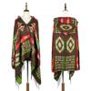 Poncho con Capucha Estilo Étnico para Mujer Invierno Engrosado Cálido Tea Carrie Jiangxi Tíbet Viaje Poncho Rojo con Capucha