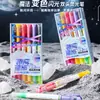 Caneta Marca-Texto Glitter que Muda de Cor Cartoon 6+6, Caneta Mágica Colorida de Duas Pontas Dupla Cor Macaron, Caneta Marca-Texto para Marcar Palavras-Chave