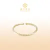 Abanico de flor de junco estilo chino nuevo de plata pura 999 de Fu, pulsera a juego de plata pura, brazalete de plata delicado, suave regalo de estilo nacional para novia