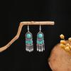 Pendientes vintage con borlas de plumas distintivas para mujer, diseño bohemio turquesa, estilo étnico, modernos.