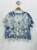 Vestido artístico azul tie-dye hecho a mano de Radix Isatidis de planta pura original, sobrecapas exteriores protectoras solares