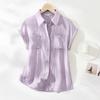 Camisa de Moda Estilo Coreano para Mulheres 2026 Verão Nova Algodão e Linho Solta Tamanho Grande Justa Manga Curta Simples Tendência Camisa para Mulheres