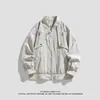 Estilo Nuevo Chaqueta de Vuelo Transfronteriza Chaqueta Casual para Hombre Color Sólido Remache Ropa de Abrigo Retro Americano Cuello Alto para Hombre Holgada Moderna
