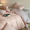 Juego de ropa de cama de cuatro piezas 100% algodón, lujo ligero, tacto de alta gama, jacquard, amigable con la piel, cuatro estaciones, sábana de algodón puro y funda de edredón, ropa de cama Nantong