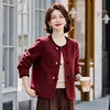 Novo Casaco de Lã Curto com Gola Redonda Estilo Chinês Outono/Inverno 2026 para Mulheres, Moda Elegante para Mães de Meia-Idade, Jaqueta de Lã Elegante Emagrecedora Dupla Face