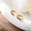 Brincos de Clipe de Cobre com Zircônia Colorida Bordados Micro-Incustados Três Fileiras de Diamante Brincos Redondos Joias Femininas Venda por Atacado