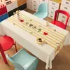 Toalha de Mesa Cartoon 2026, Sem Lavar, Impermeável, à Prova de Óleo, Resistente ao Calor, Tapete para Mesa de Jantar, Tema Estrelas, Xadrez Estilo Ins para Mesa de Centro