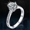 Estilo coreano Luxo Amor Seis-Garra Anel Sobreposição Grupo de Abertura Diamante Conjunto Anel de Diamante de Zircão 1 quilate Anel de Seis-Garra